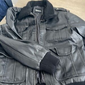 Guess size xl heavy leather coat